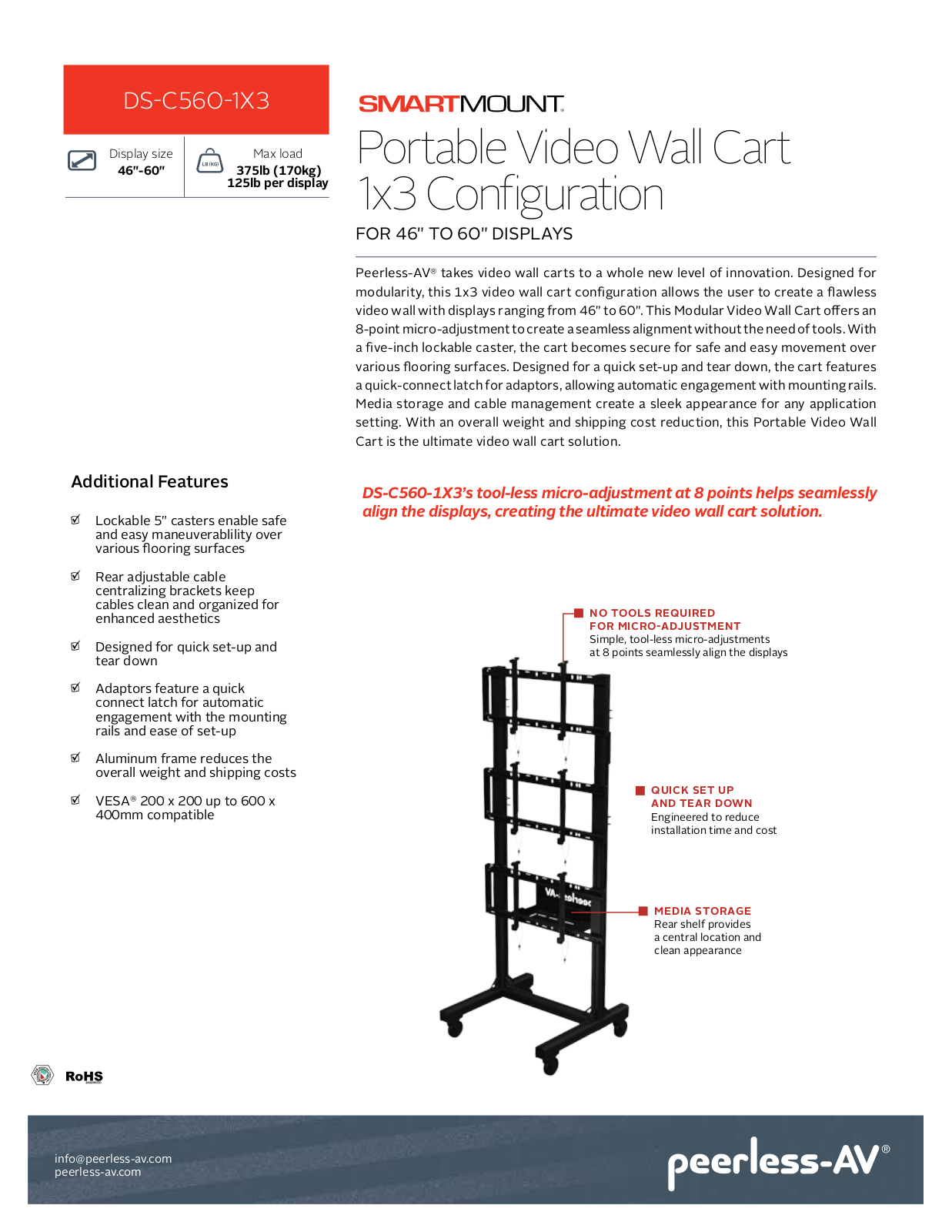 Peerless-AV DS-C560-1X3 Specsheet