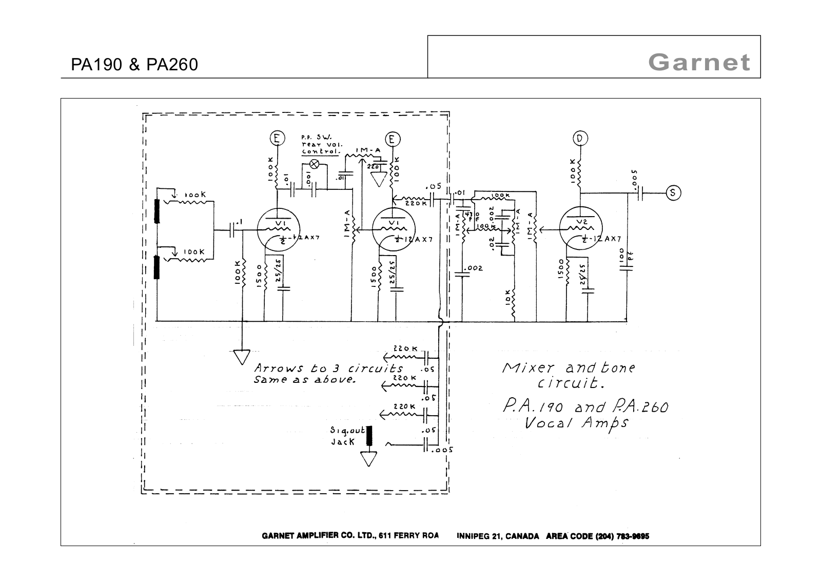 Garnet pa190 schematic