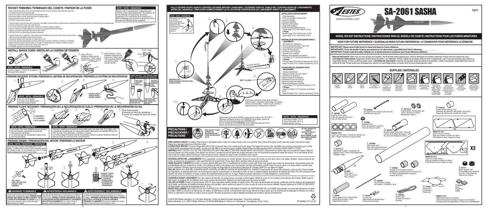 Estes SA-2061 Sasha, 7271 User guide - ManualMachine.com