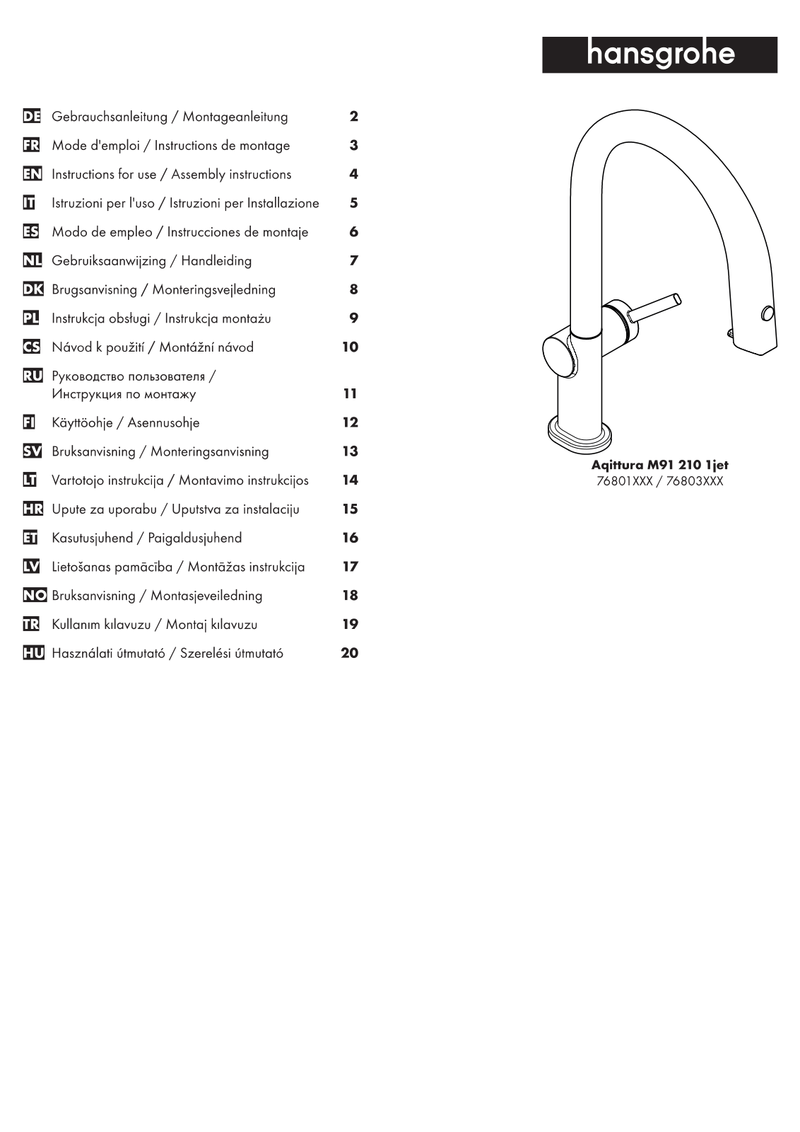 HANSGROHE 76801670, 76801000 User guide - ManualMachine.com
