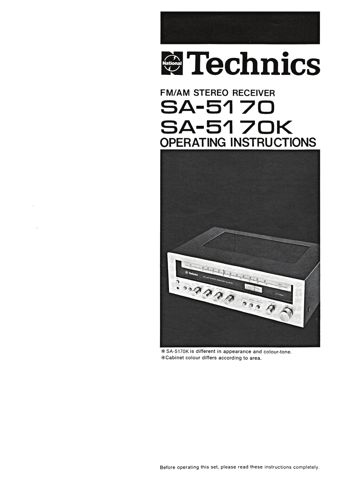 Technics SA-5170 Owners Manual