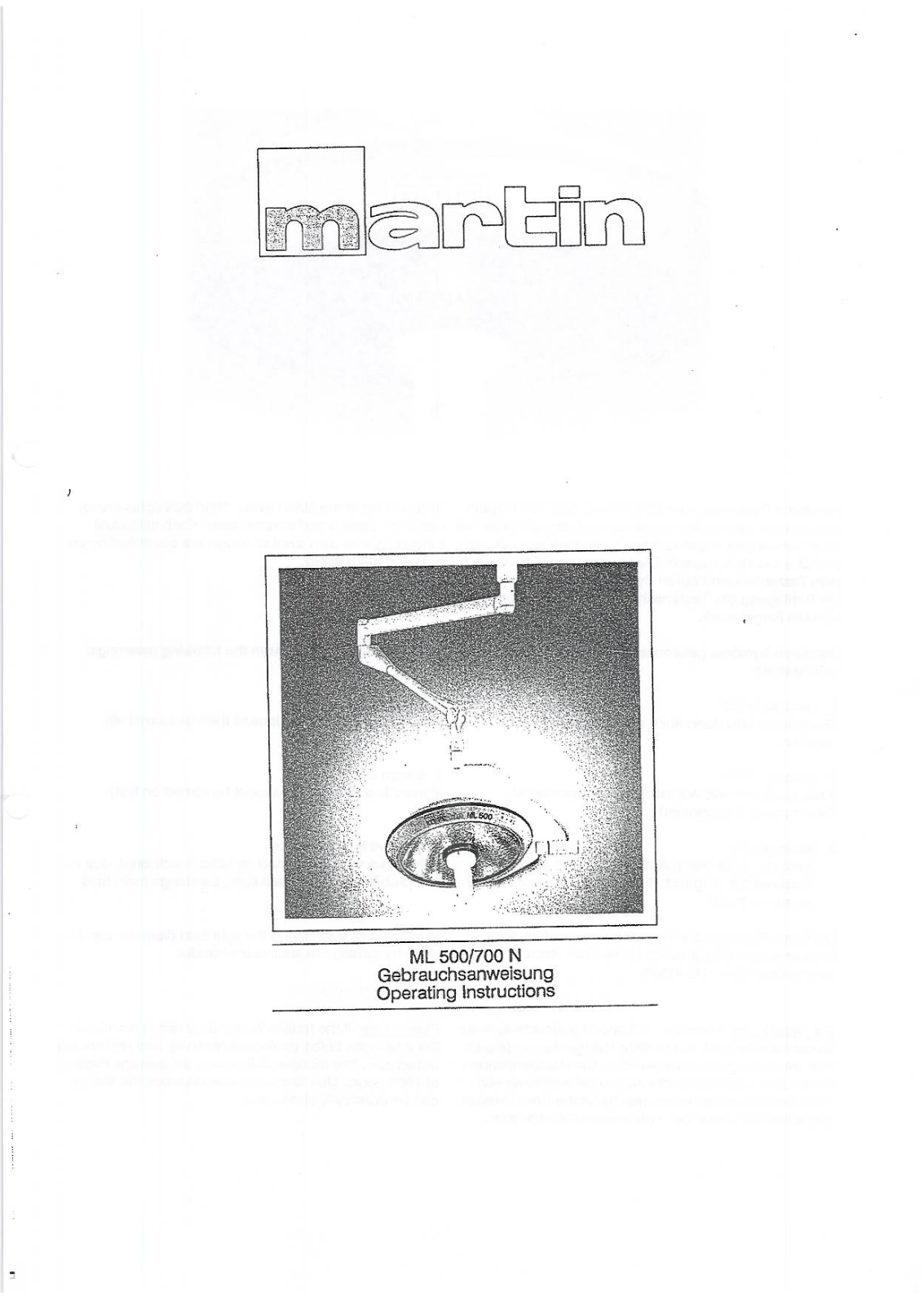 Martin ML-500, ML-700 User manual