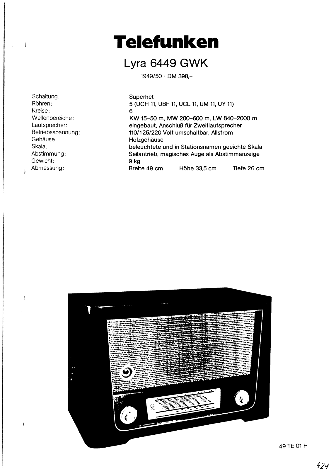 Telefunken 6449-GWK Schematic