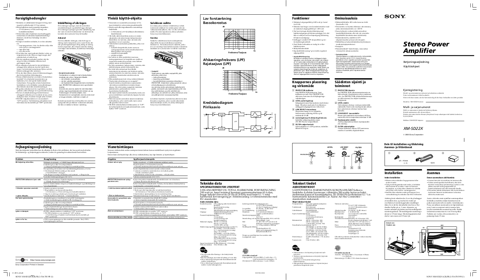 Sony XM-SD22X User Manual