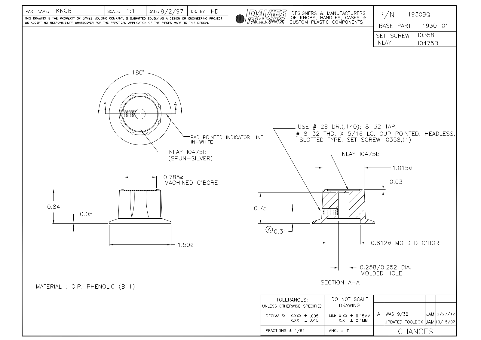 Davies Molding 1930BQ Reference Drawing