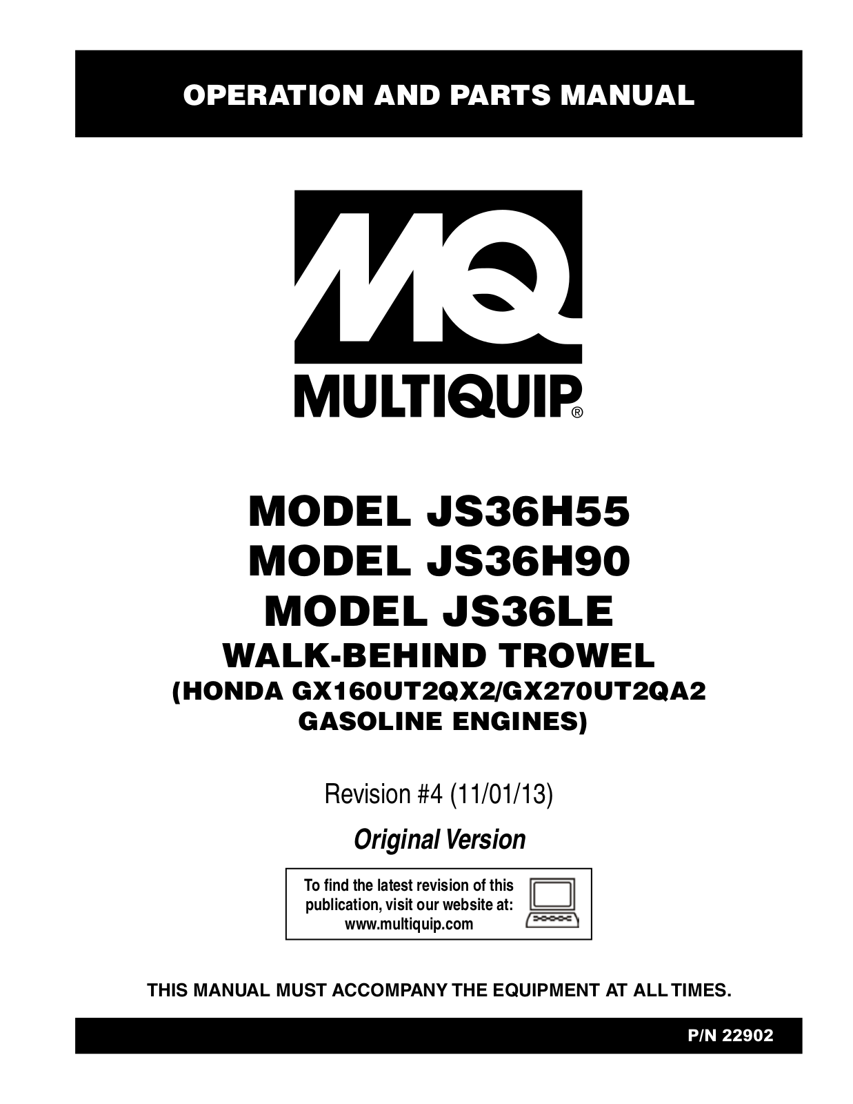 Multiquip JS36LE User Manual