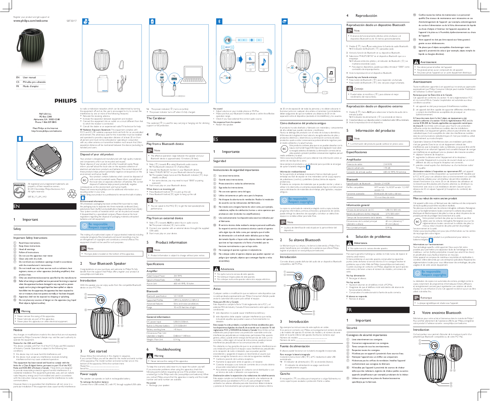 Philips SBT30V2 User Manual