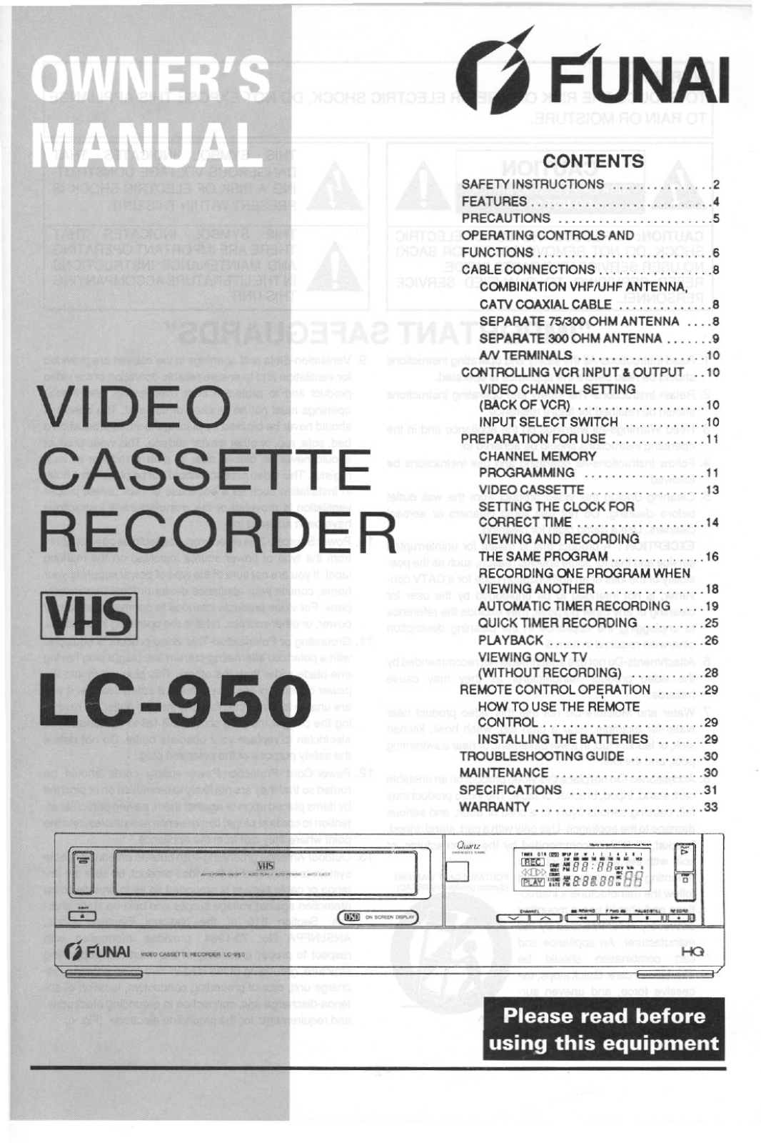 FUNAI LC950 User Manual