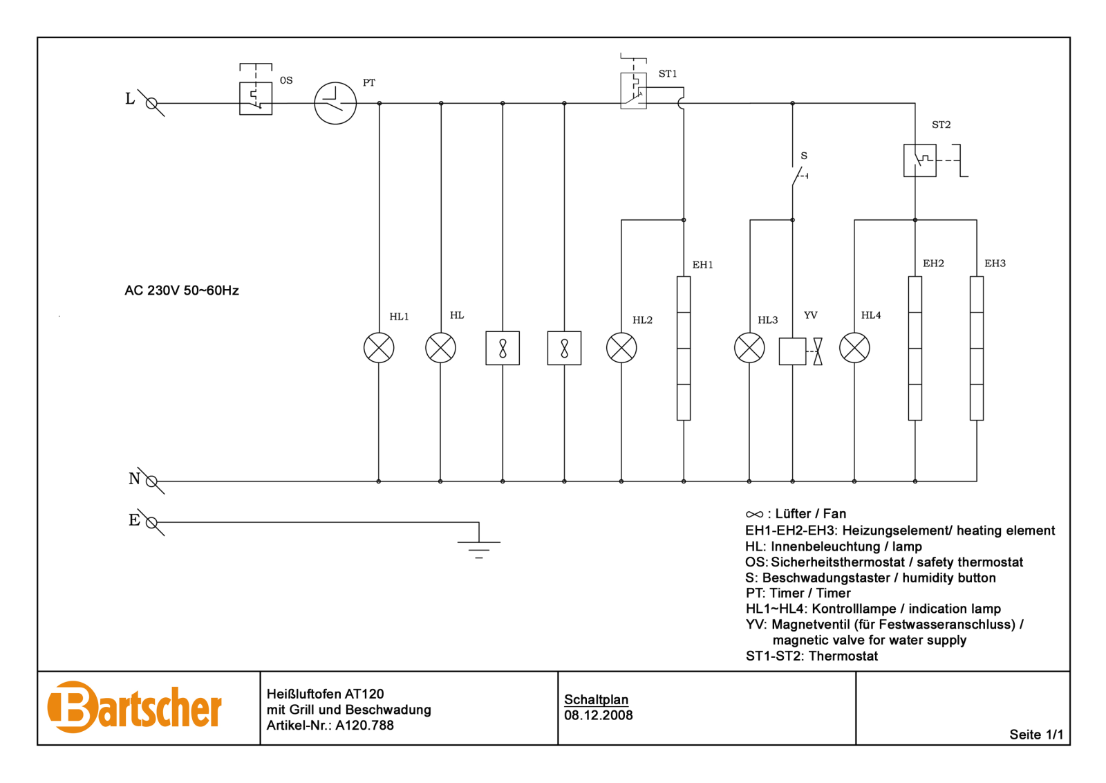 Bartscher A120788 Schematic