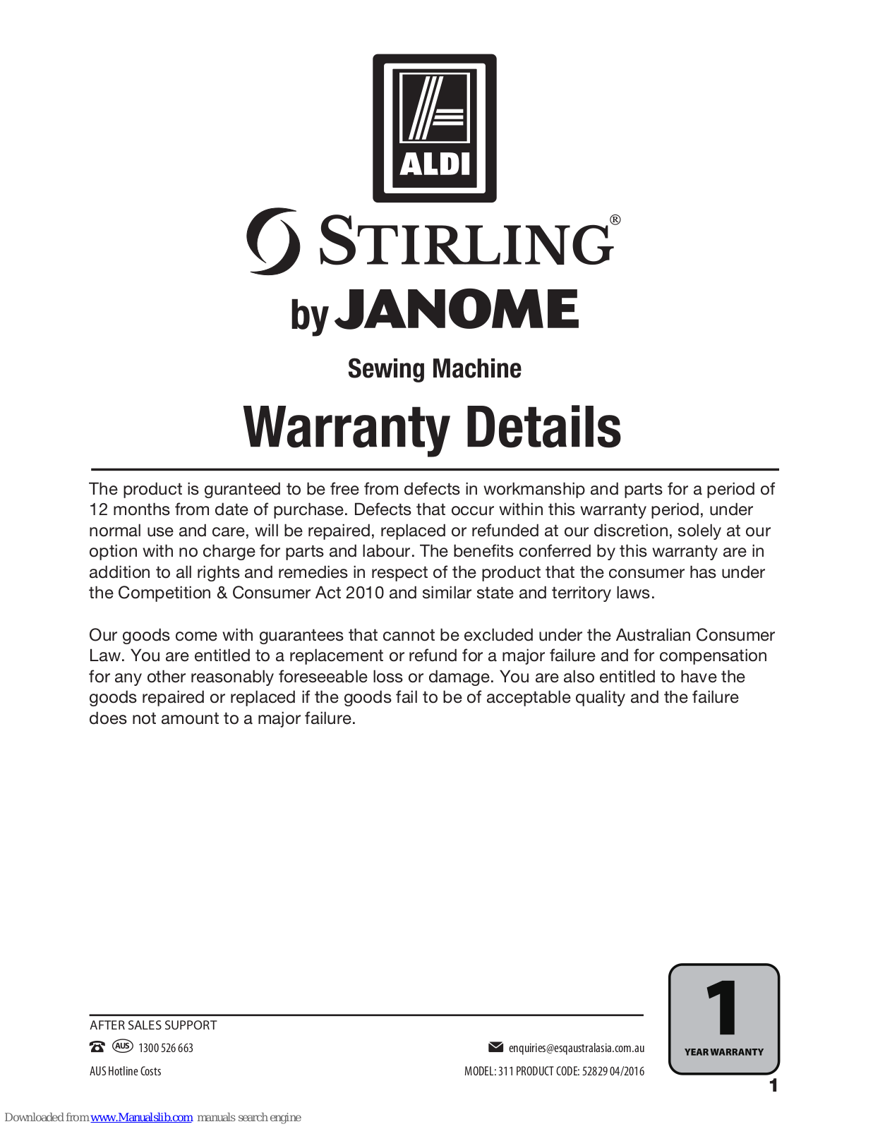 Janome stirling User Manual