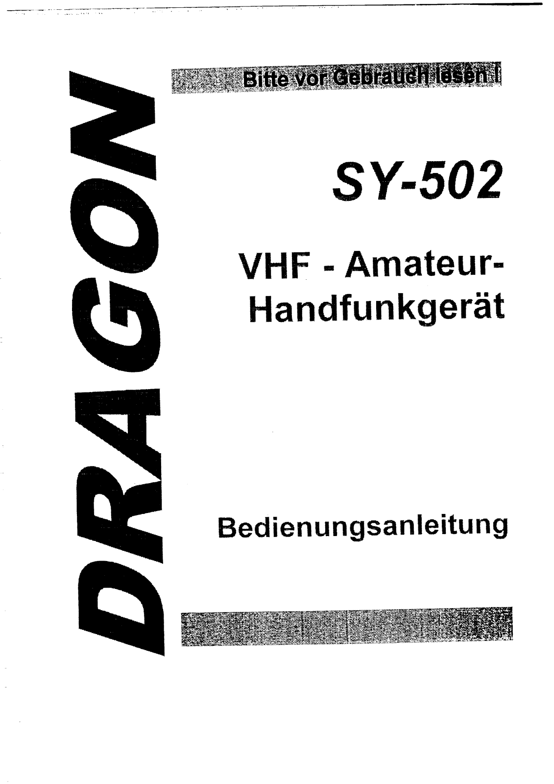 Dragon SY502 User Guide