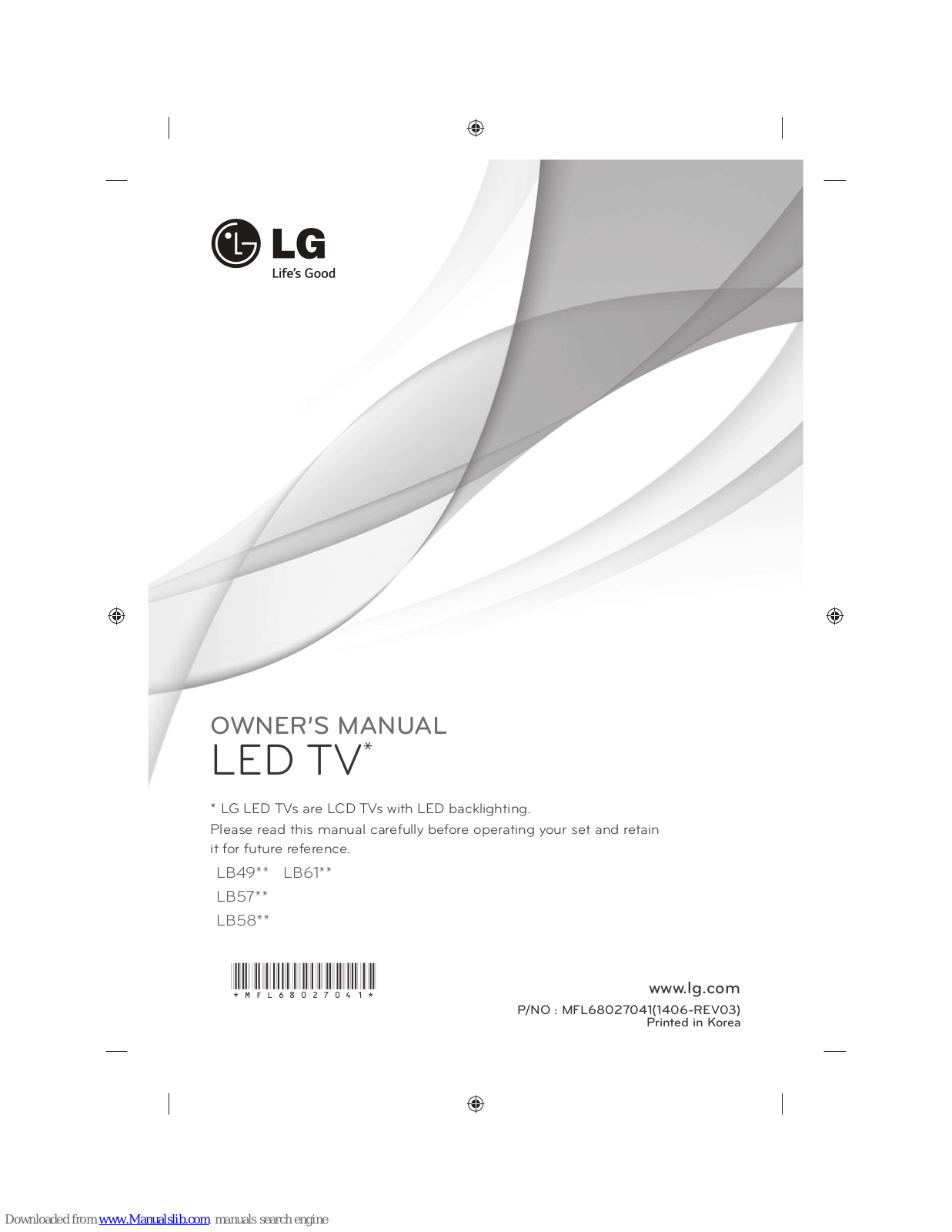 LG LB49, LB61 Series, LB57 Series, LB58 Series Owner's Manual