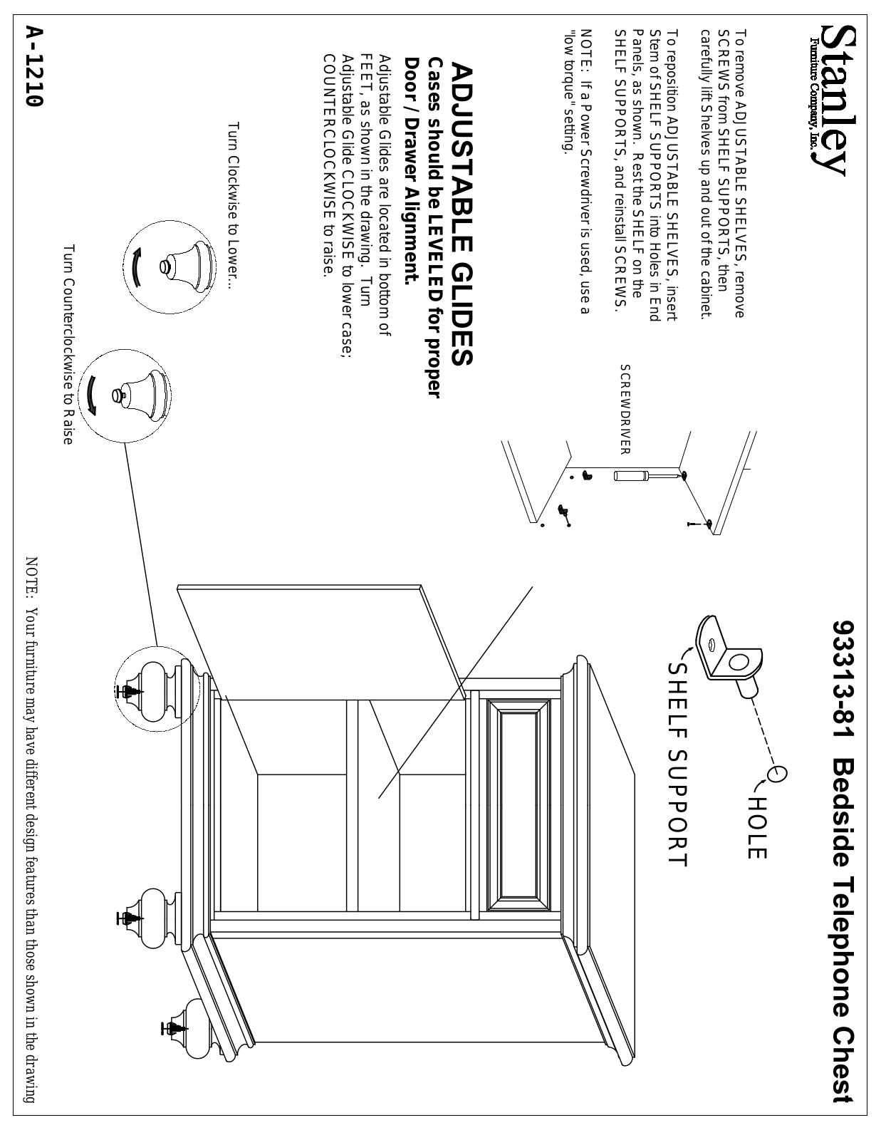 Stanley A-1210 93313-81 BEDSIDE TELEPHONE CHEST Assembly Instruction