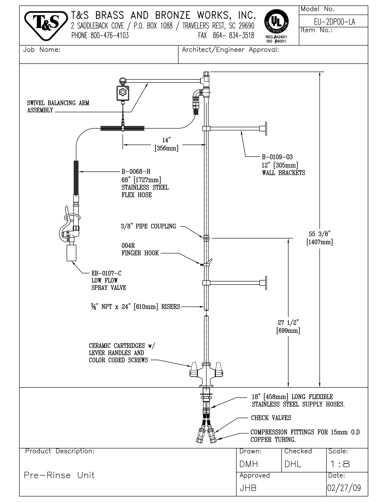 T&S Brass EU-2DP00-LA User Manual