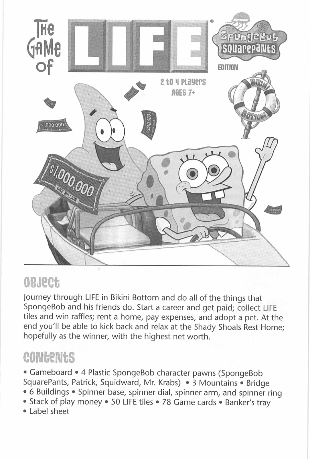 HASBRO Life the Game of Spongebob Squarepants User Manual