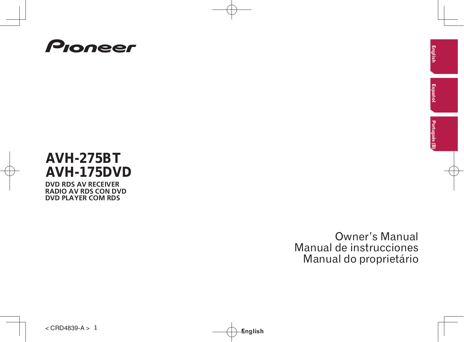 Pioneer AVH-275BT User manual