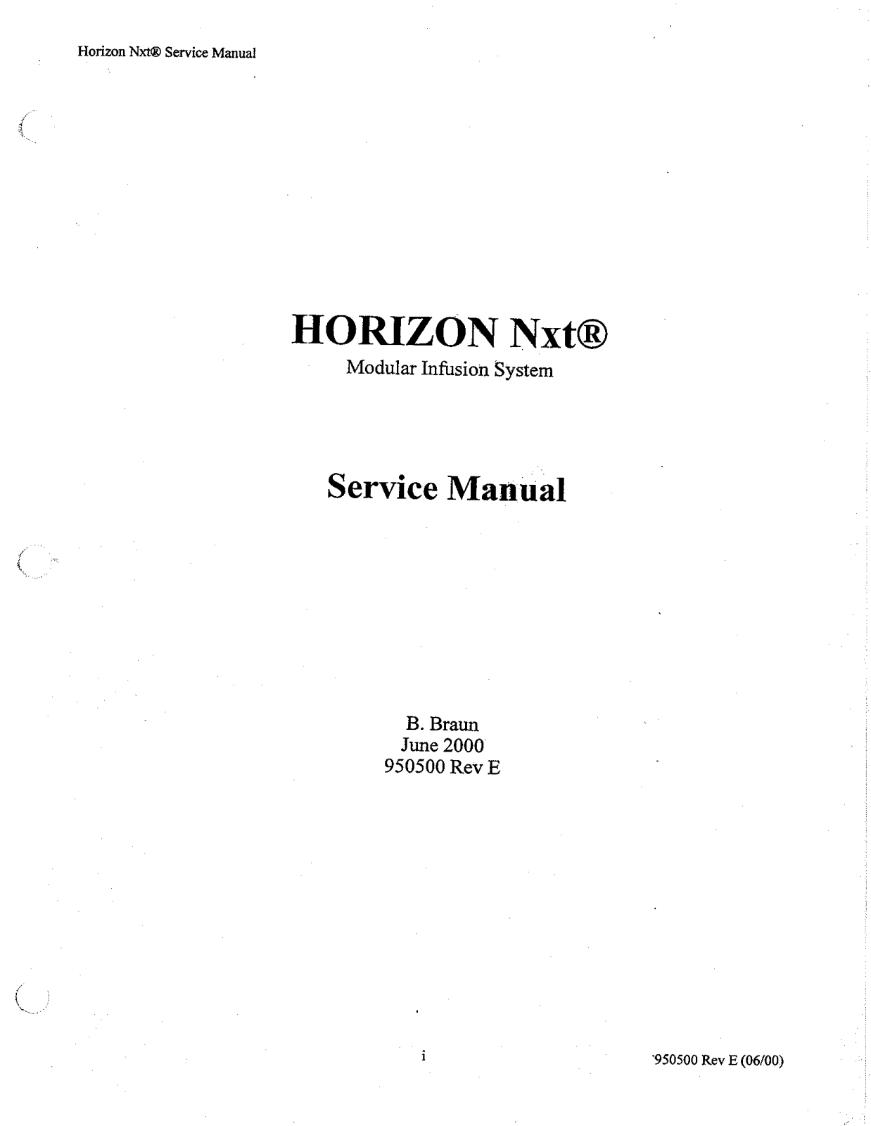 B.Braun Horizon Nxt Service manual