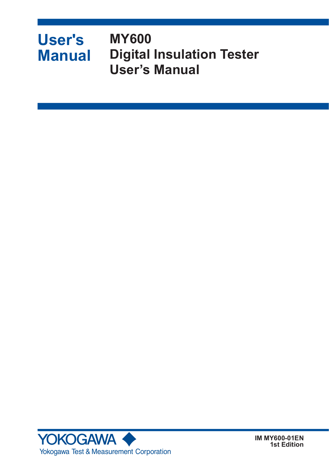 Yokogawa MY600 Operating Manual