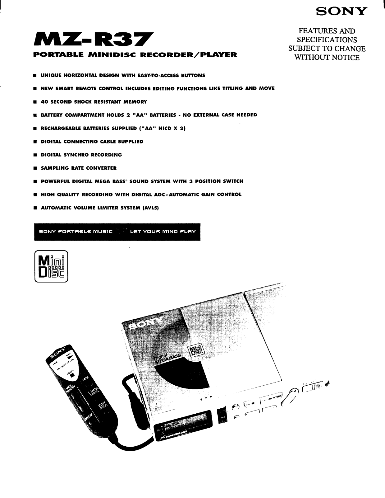 Sony MZ-R37 BROCHURE