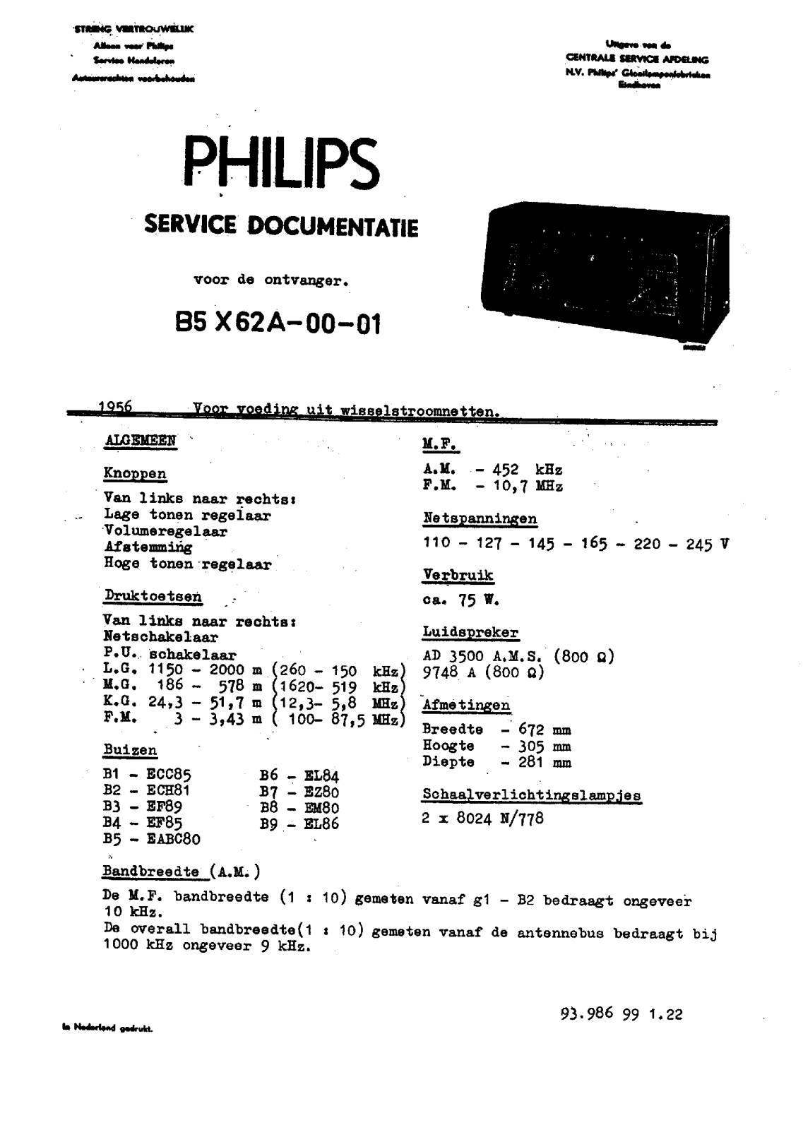 Philips B-5-X-62-A Service Manual