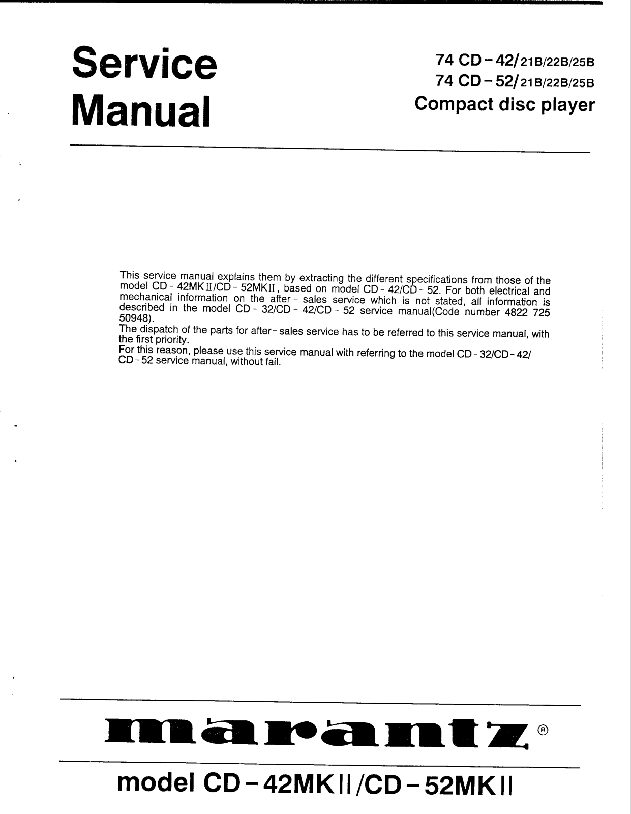 Marantz cd52 mk2 schematic