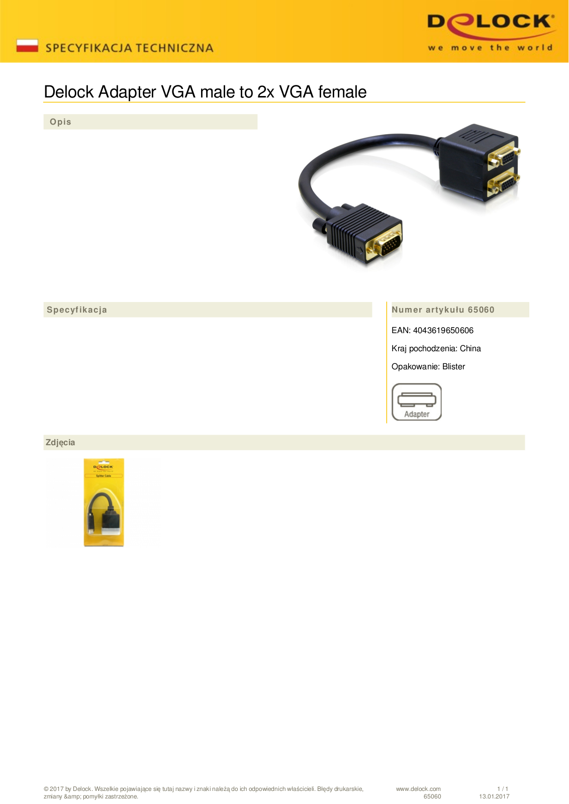 DeLOCK 2x VGA adapter cable User Manual