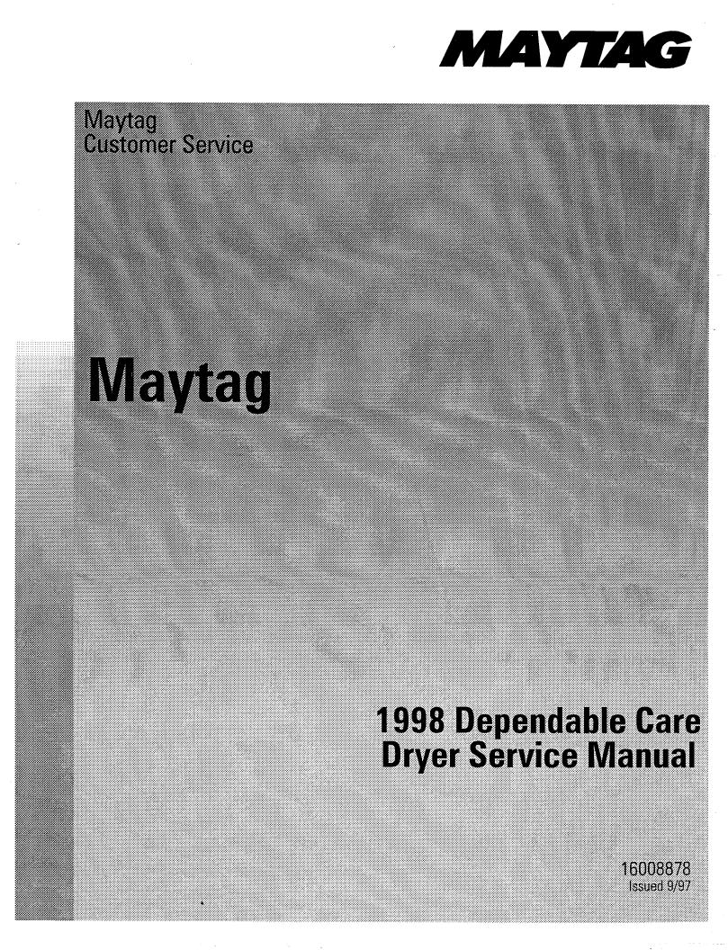 Maytag MDE3600, MDG3600, MDG2600, MDE2600, MDG2301 Service Manual