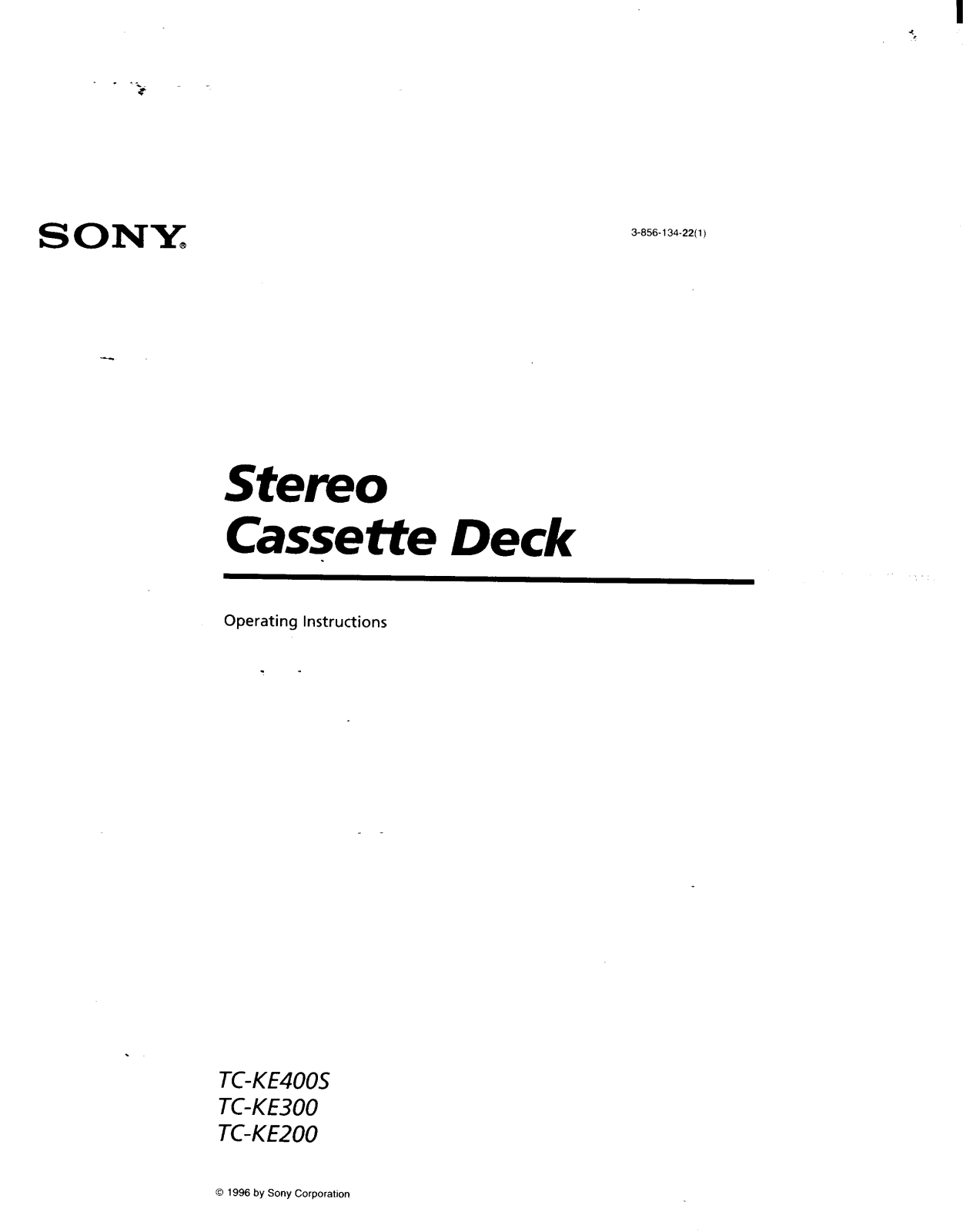 Sony TC-KE400 Owners Manual