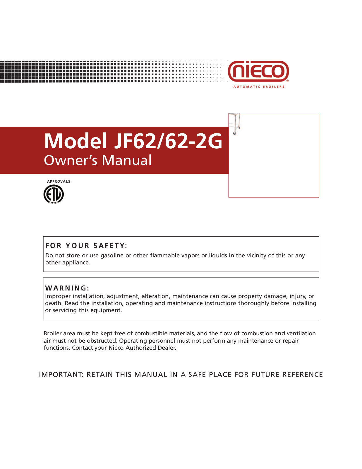 Nieco JF62-2 Operators Manual