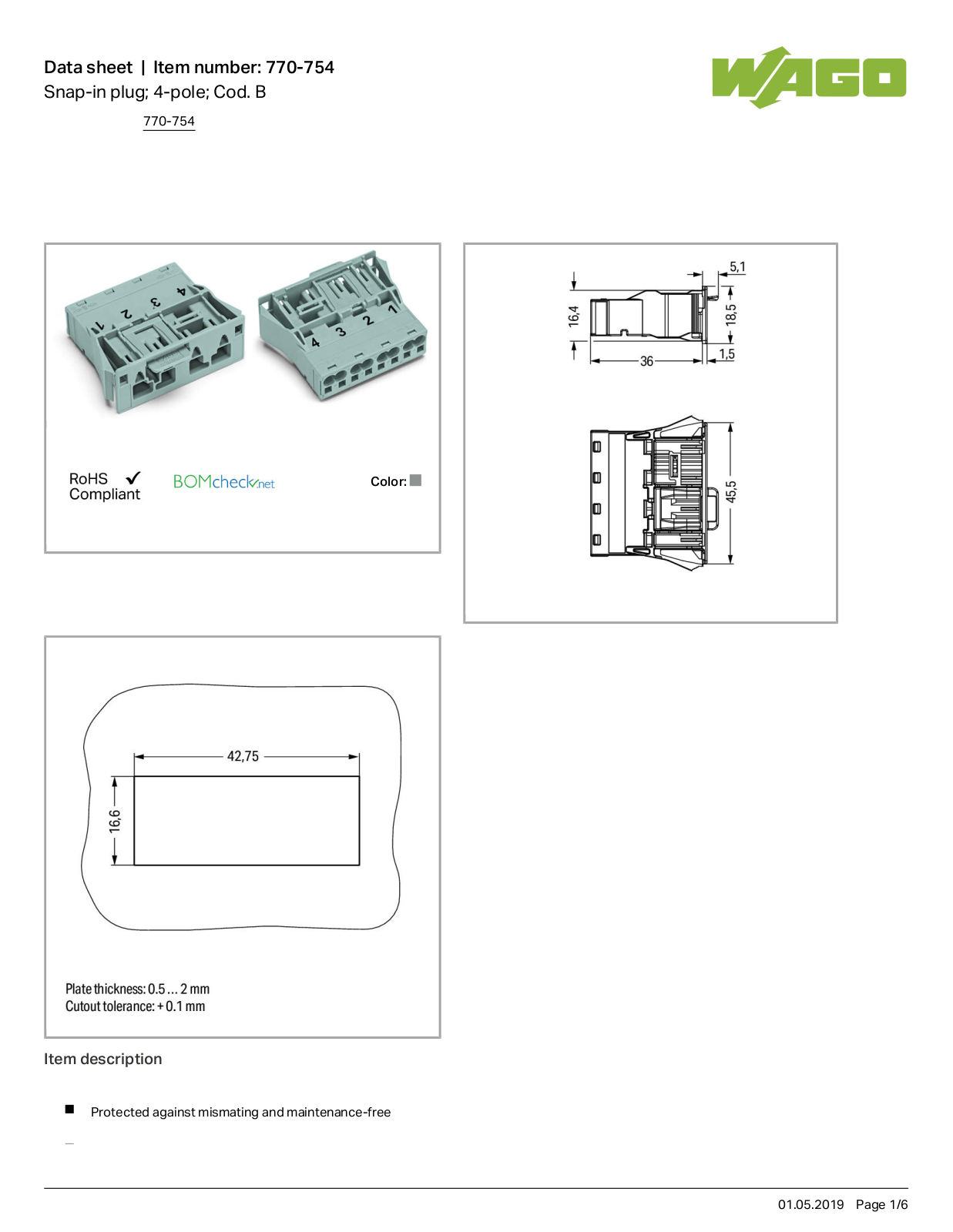 Wago 770-754 Data Sheet