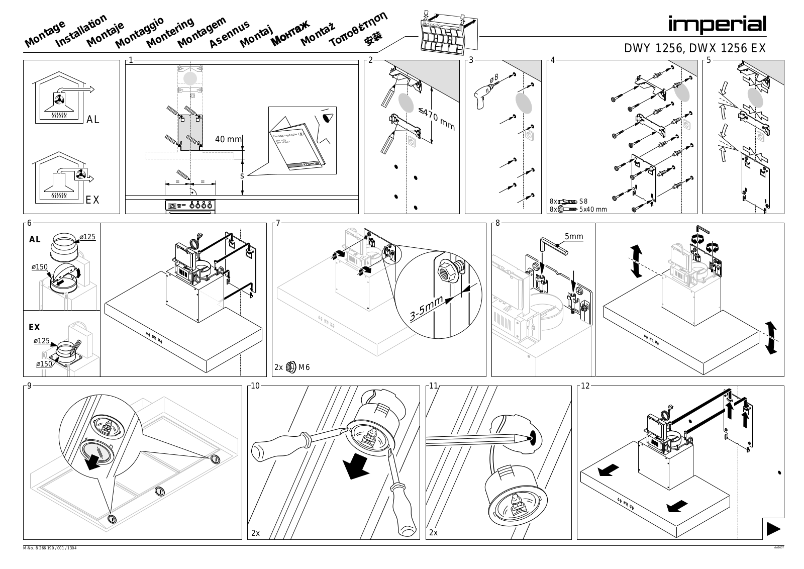 Miele DWY 1256, DWX 1256 EX Assembly instructions