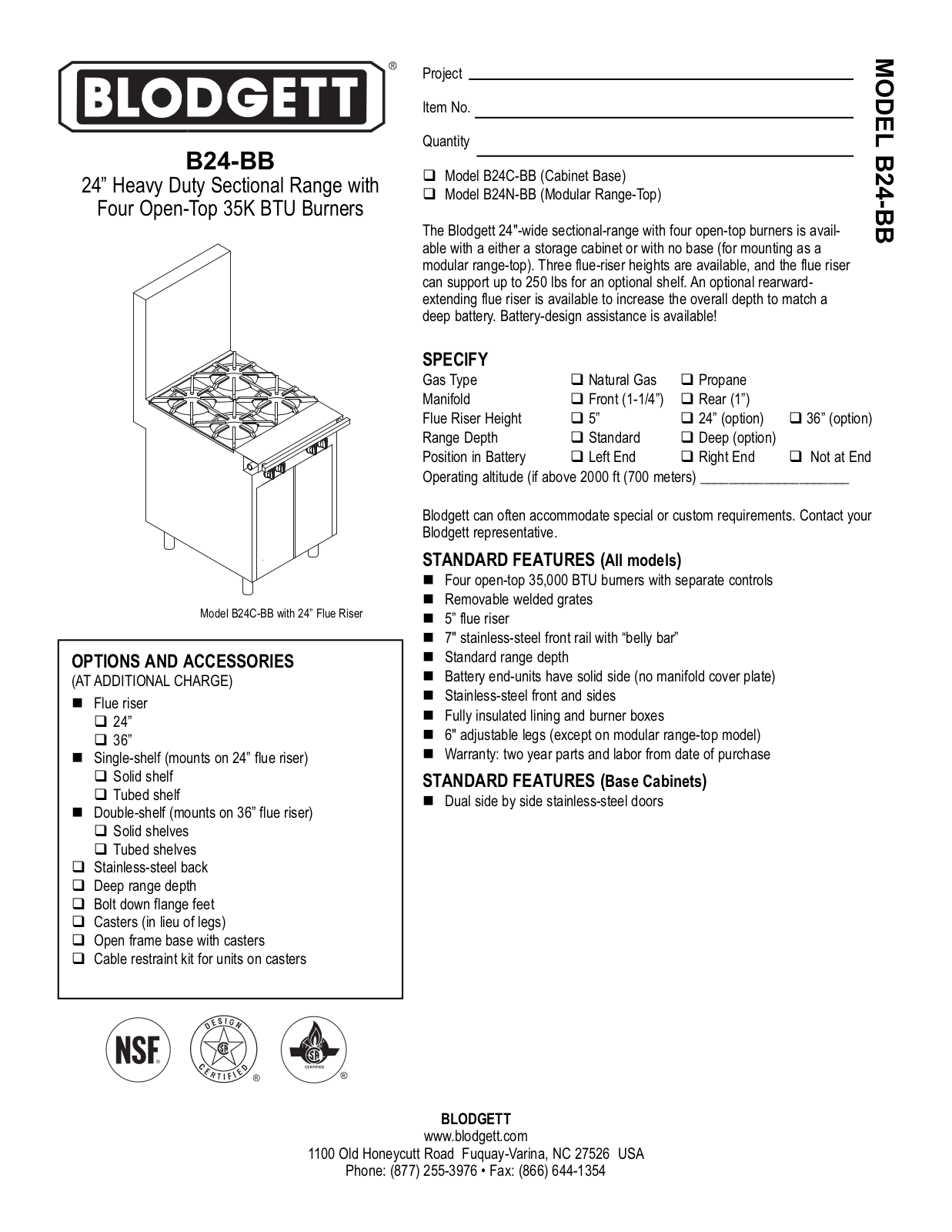 Blodgett B24C-BB User Manual