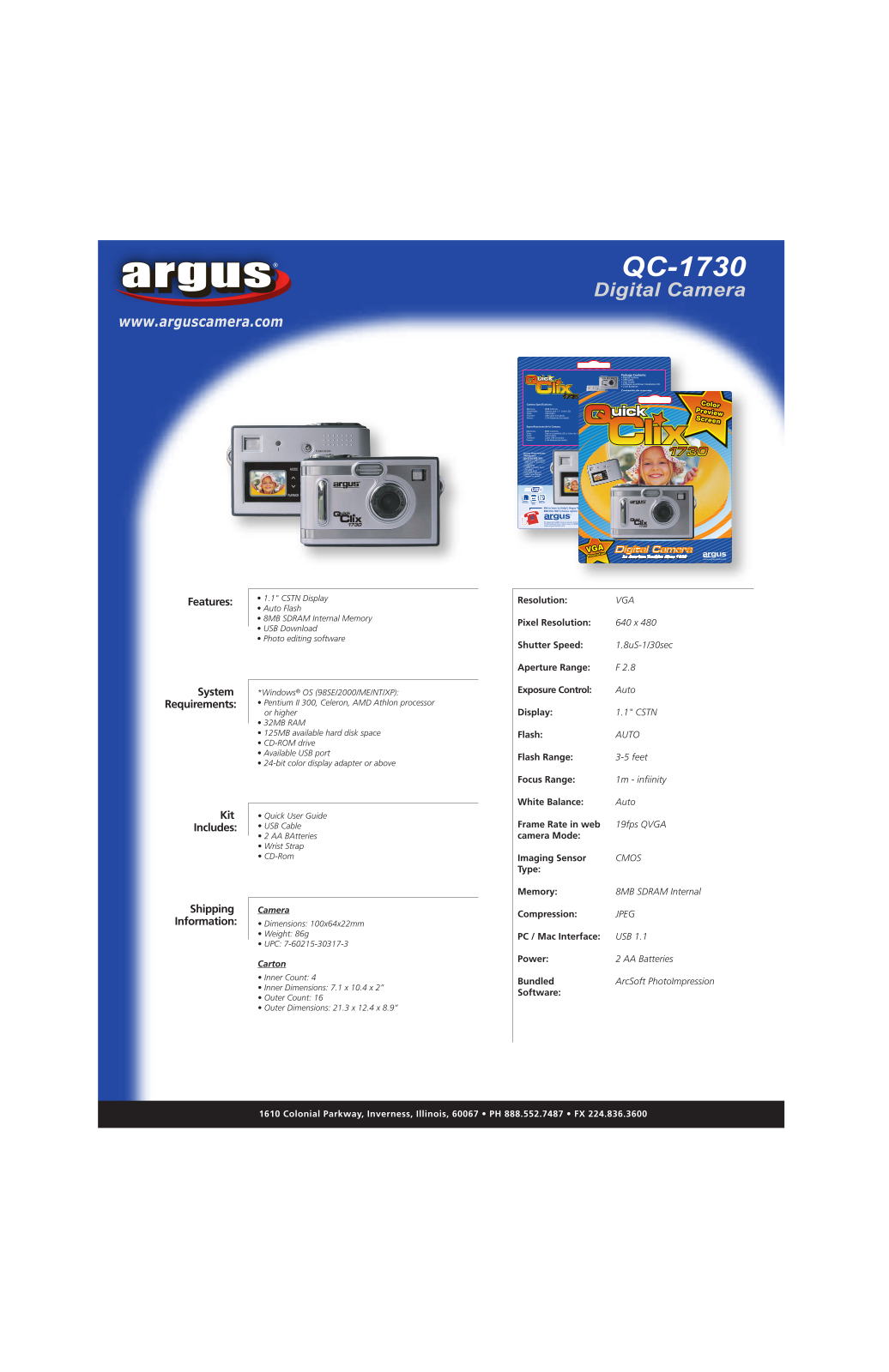 Argus Camera QuickClix 1730 User Manual