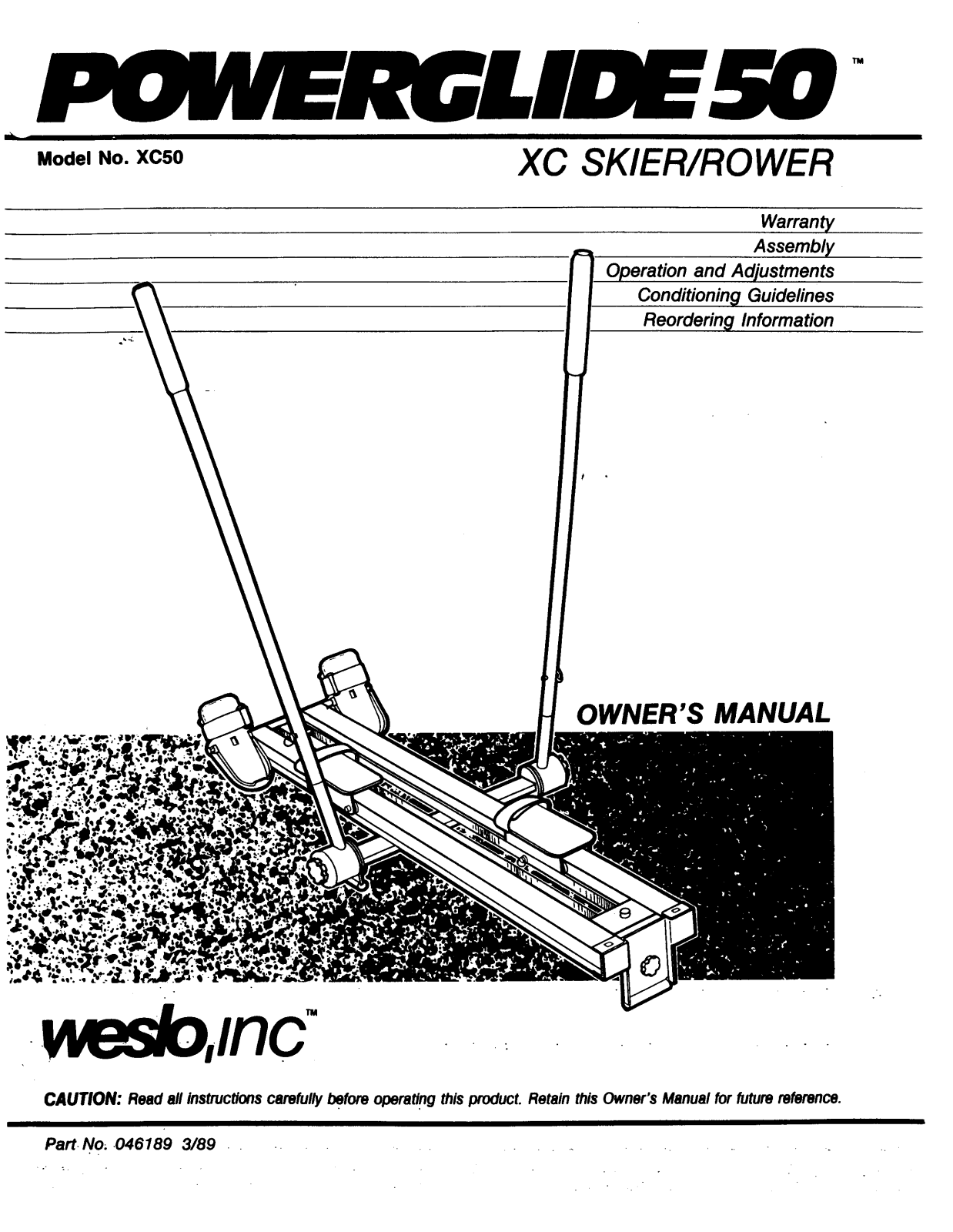 Weider XC50, XC500 Owner's Manual