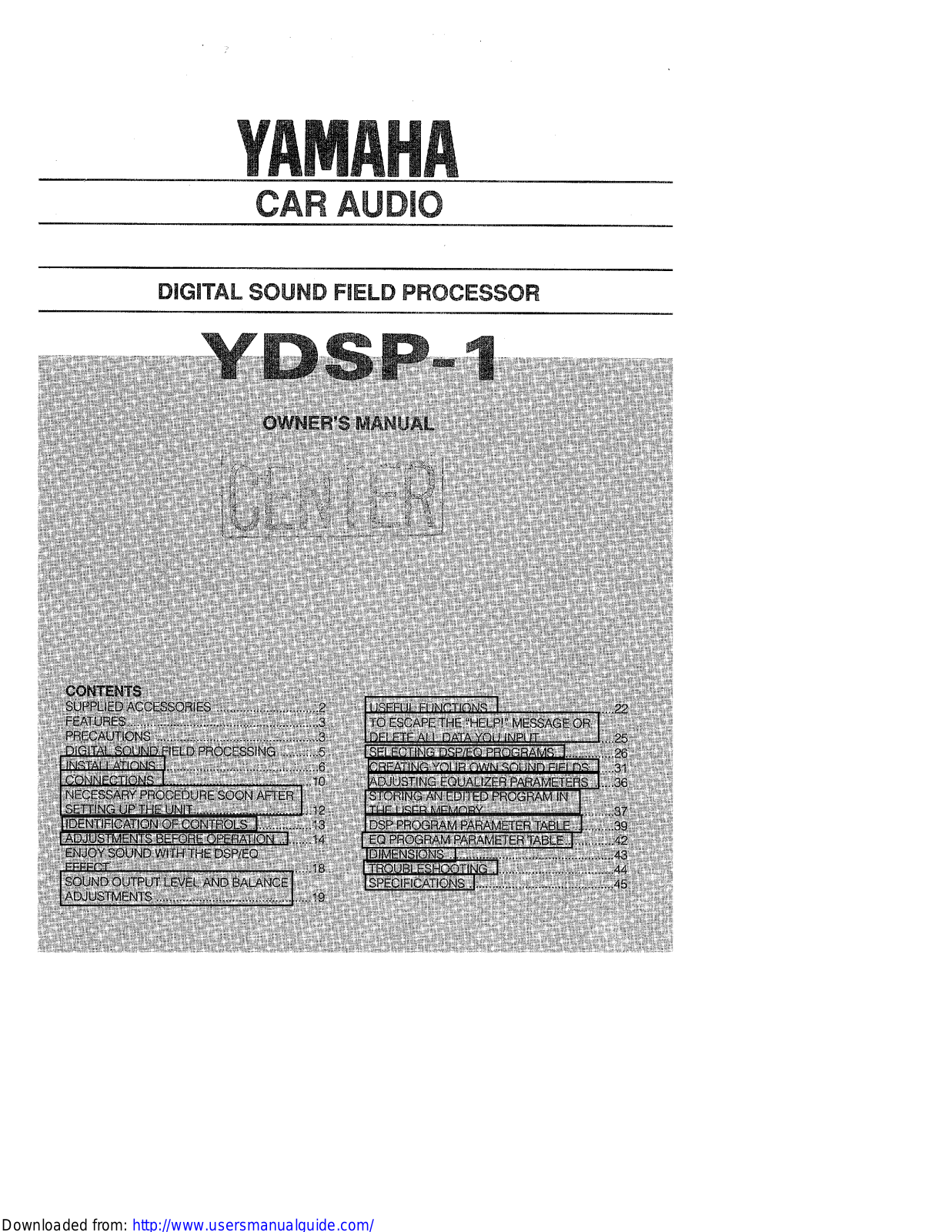 Yamaha Audio YDSP-1 User Manual