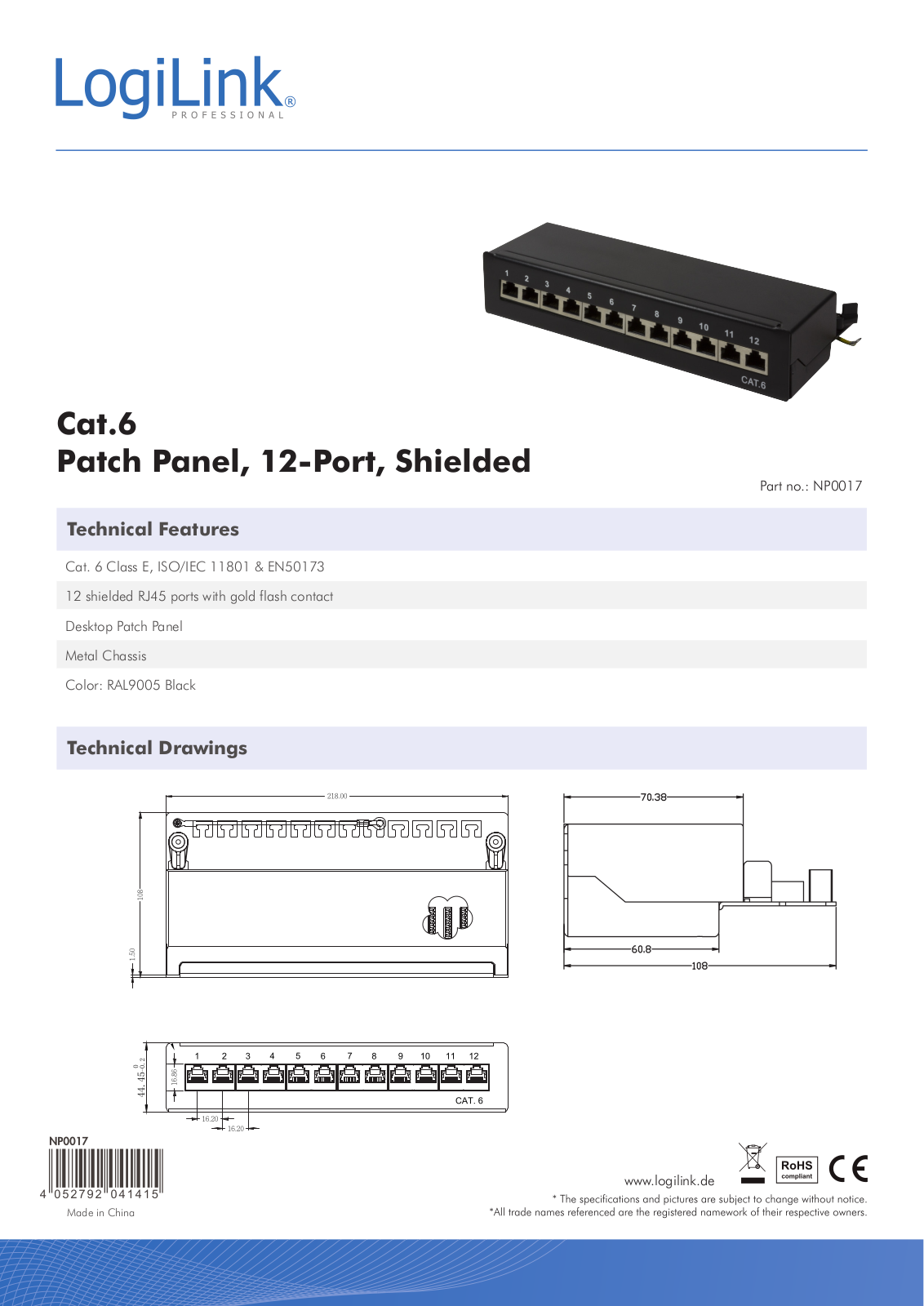 Logilink I-PP 12-E-C6BL Datasheet - ManualMachine.com