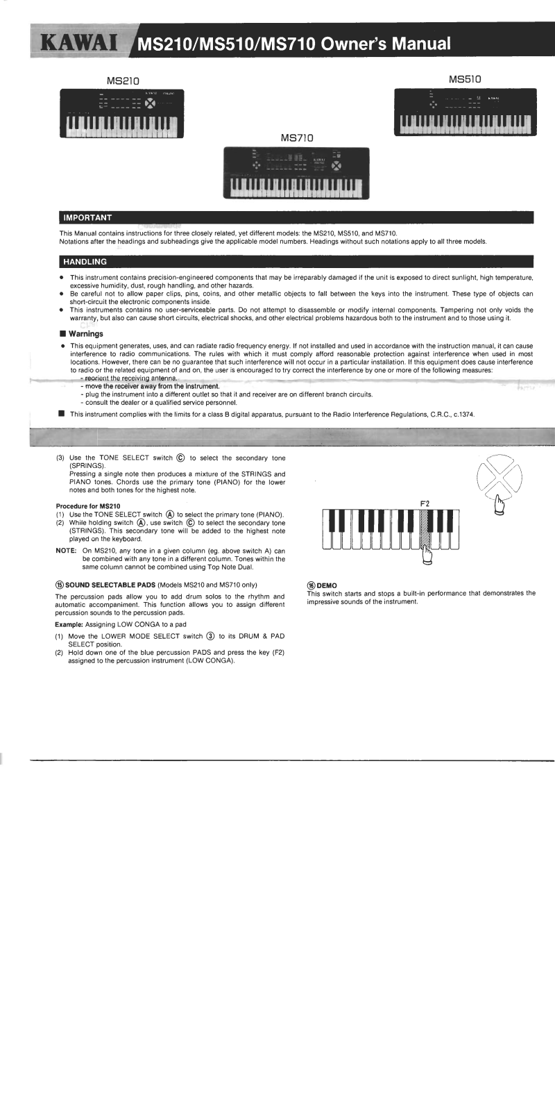 Kawai MS510 User Manual