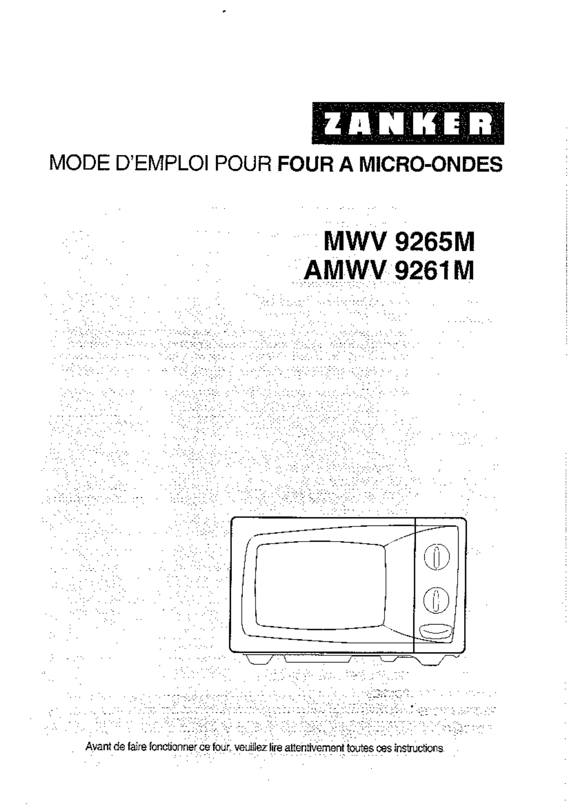 ZANKER MWV9261M User Manual