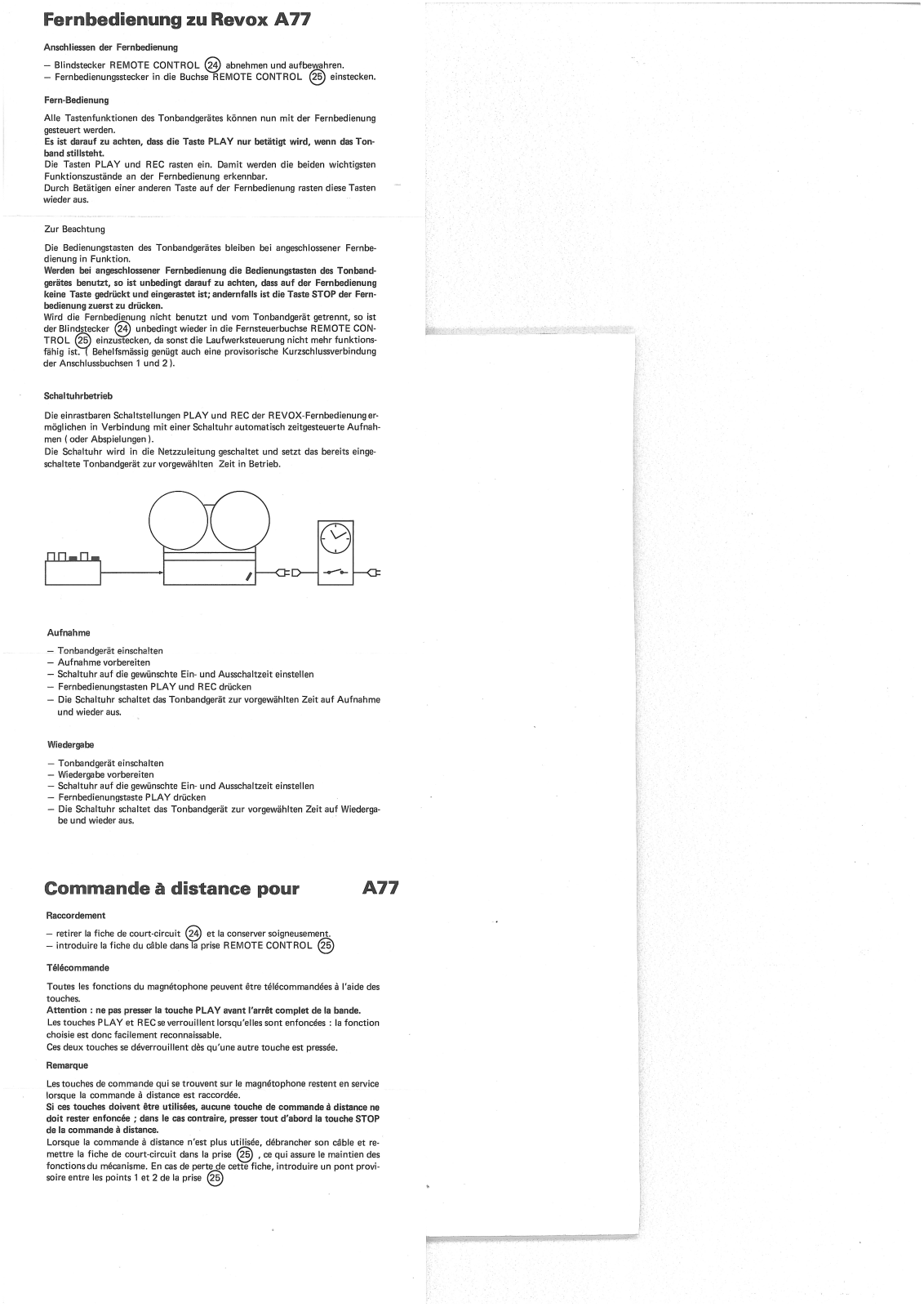 Revox A-77-Remote Owners Manual