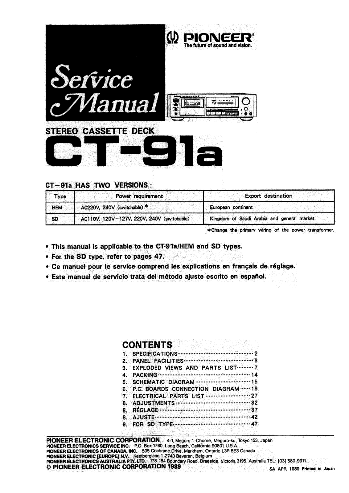 Pioneer CT-91-A Service manual