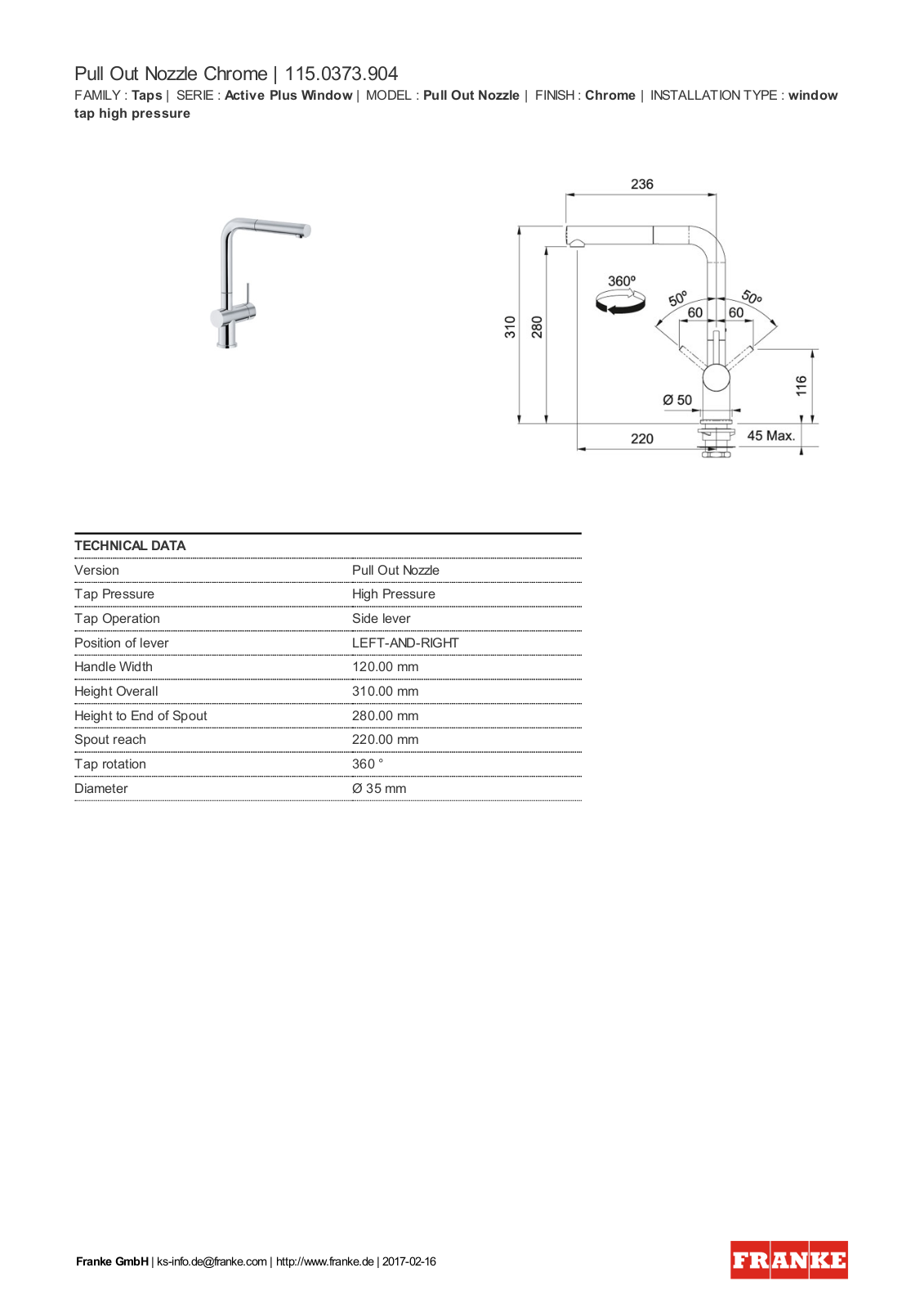 Franke 115.0373.904 Service Manual