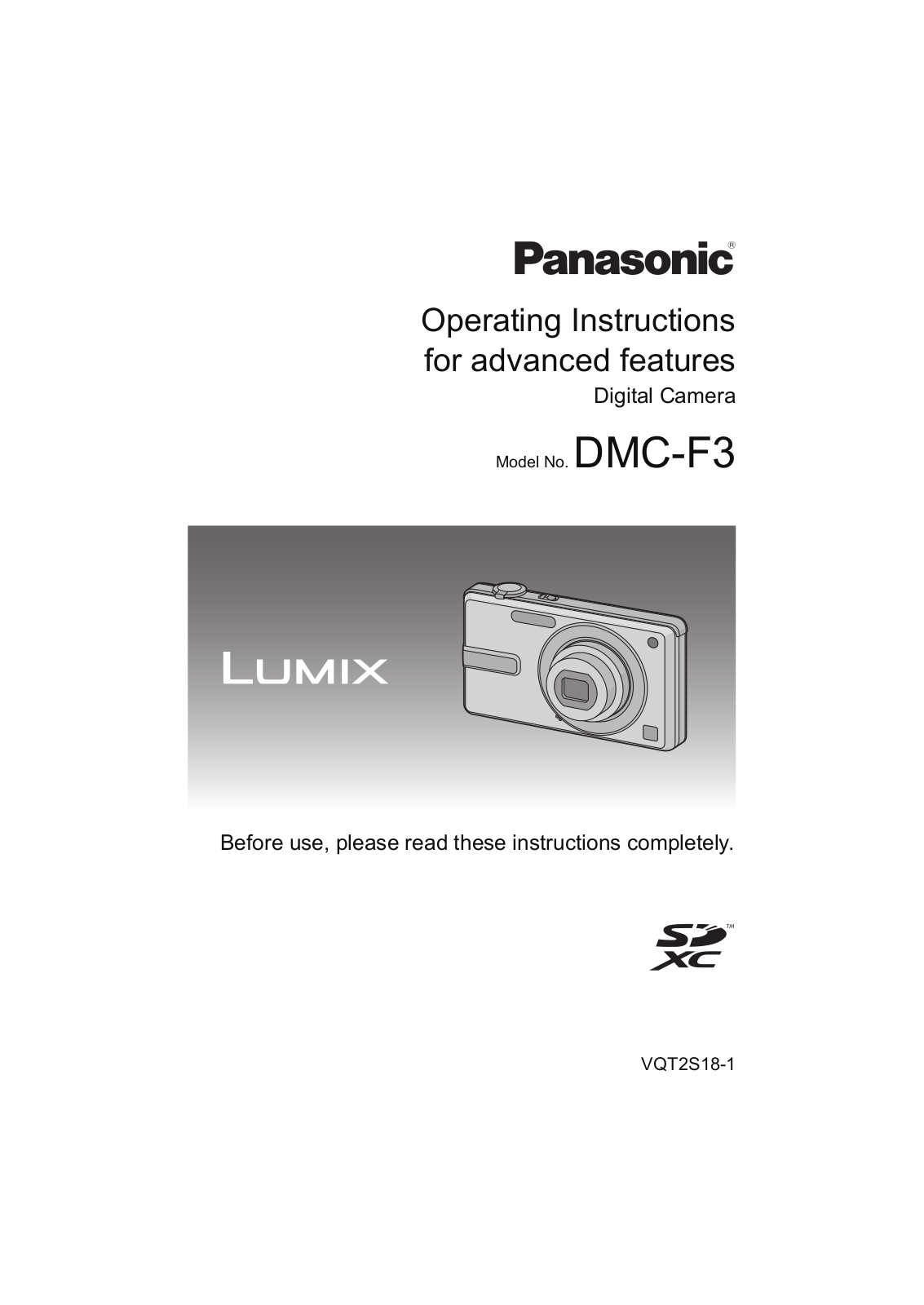 Panasonic LUMIX DMC-F3 Operating Instructions