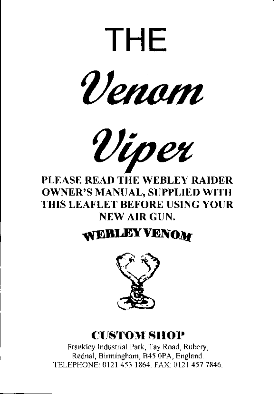 Webley Viper User Manual