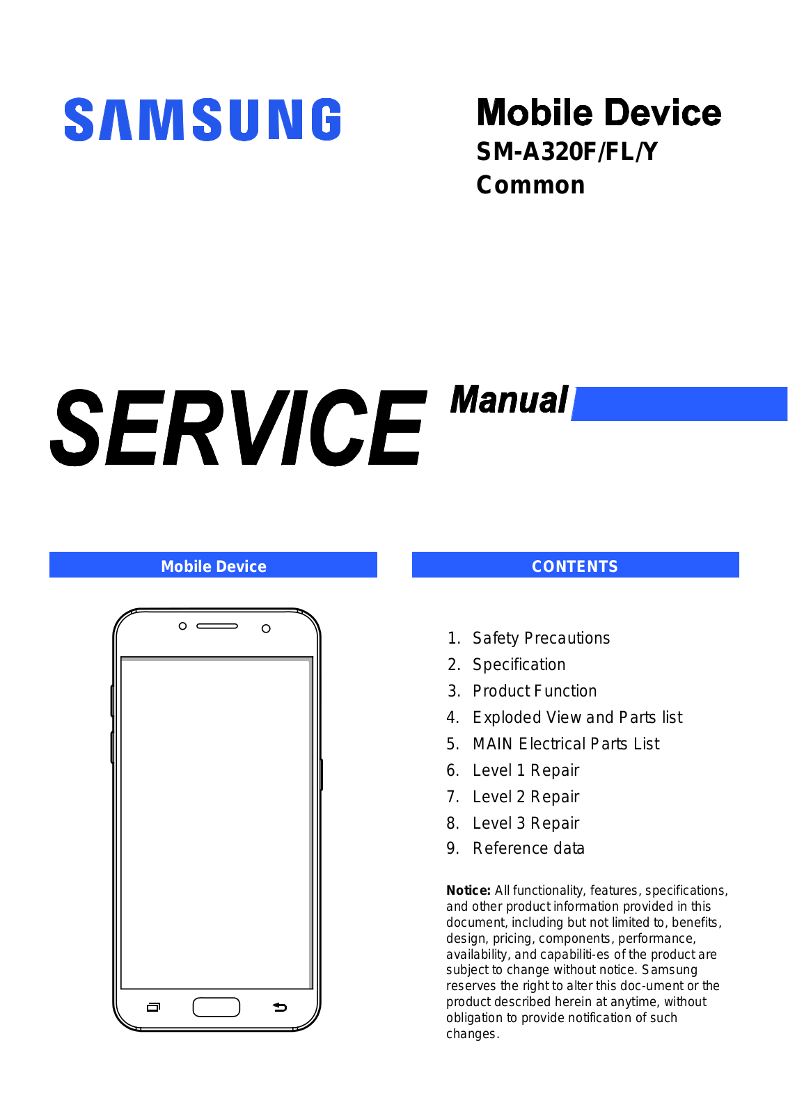 Samsung SM-A320F service manual Cover