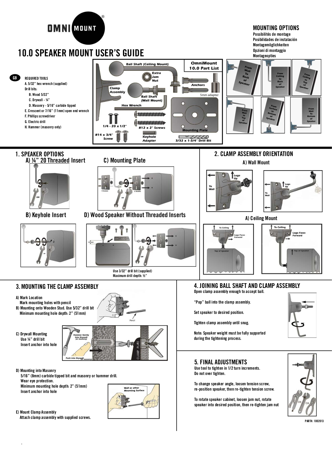 Omnimount 10.0 WALL CEILING B User Manual