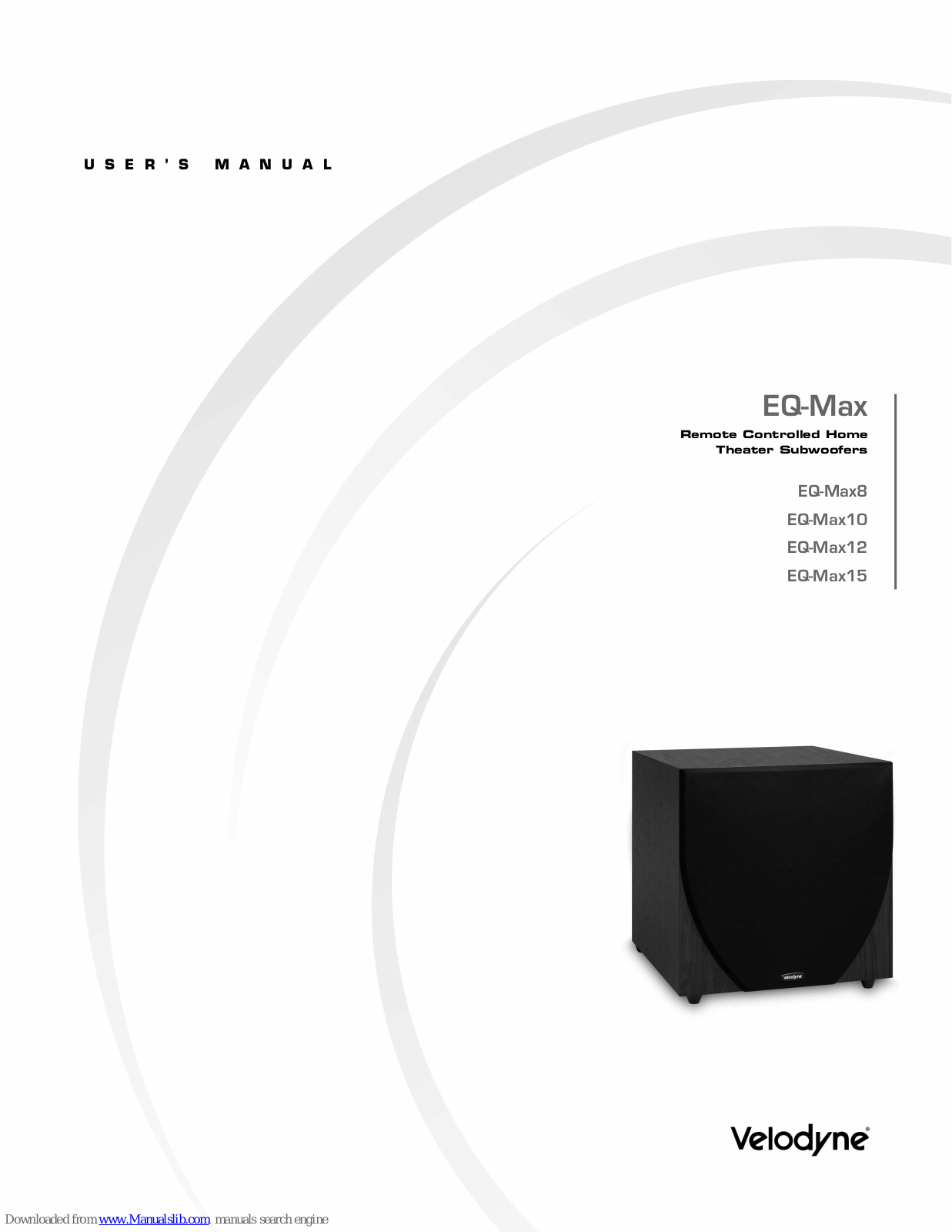 Velodyne EQ-Max8, EQ-Max10, EQ-Max12, EQ-Max15, Q-Max12 User Manual