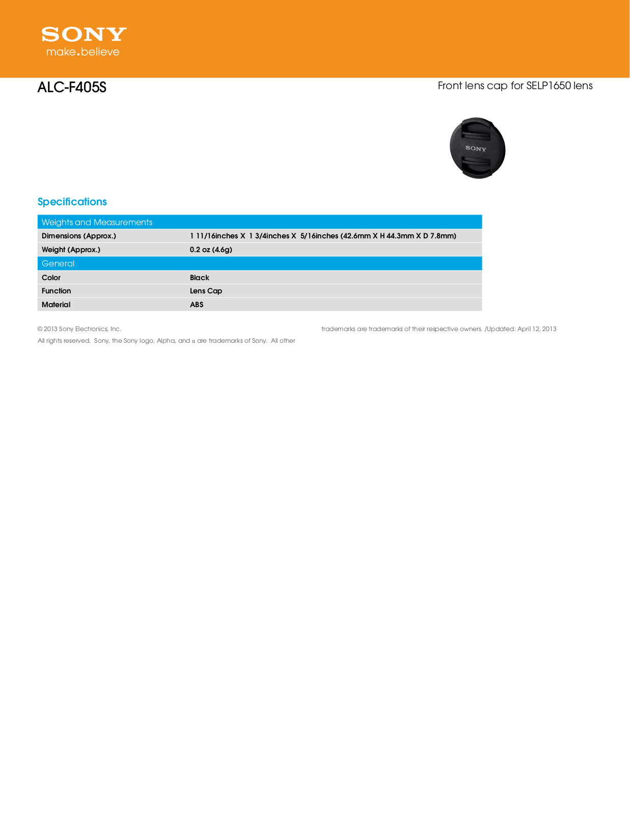 Sony ALC-F405S User Manual