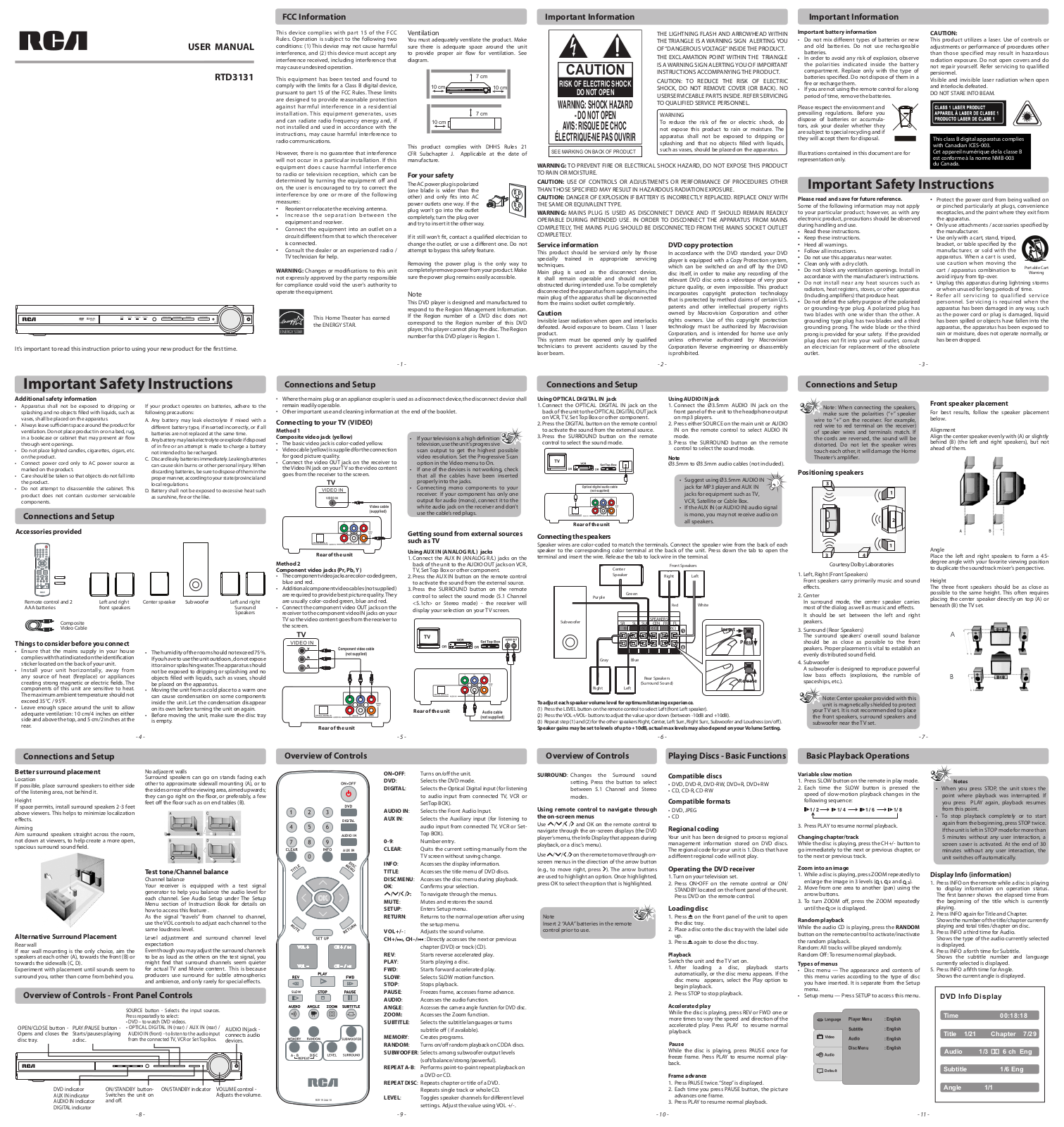 RCA RTD3131 User Manual