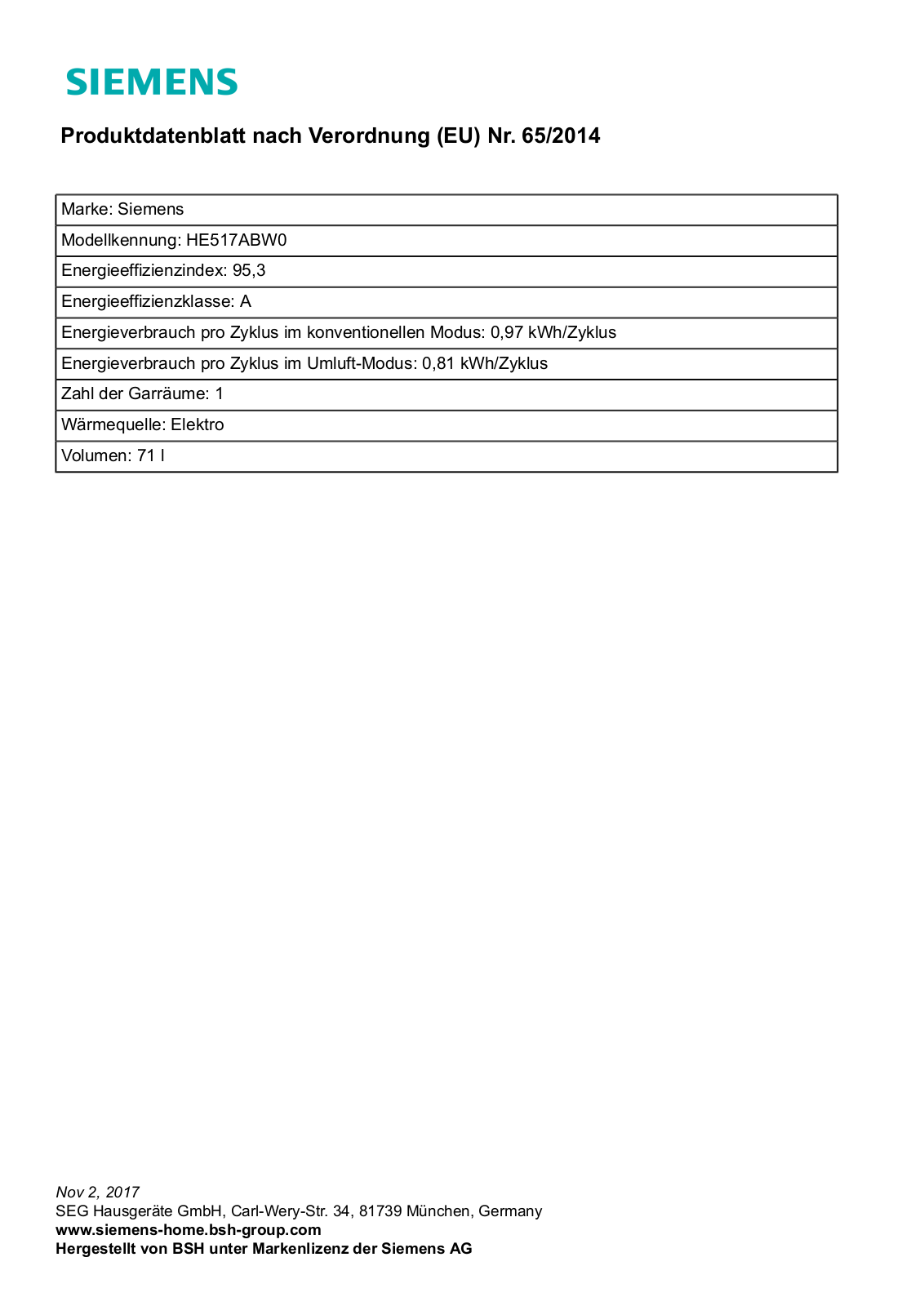 Siemens HE517ABW0 Service Manual