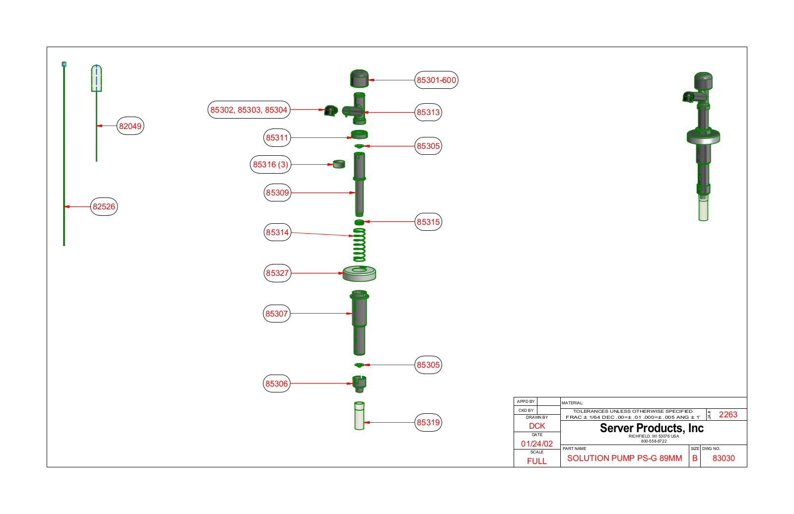 Server 83030 Parts Manual